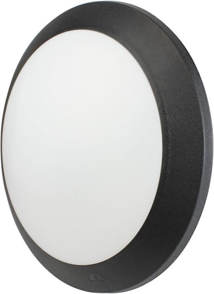 Ronde LED plafondlamp voor binnen en buiten, IP66, E27-fitting, zwart opaalglas