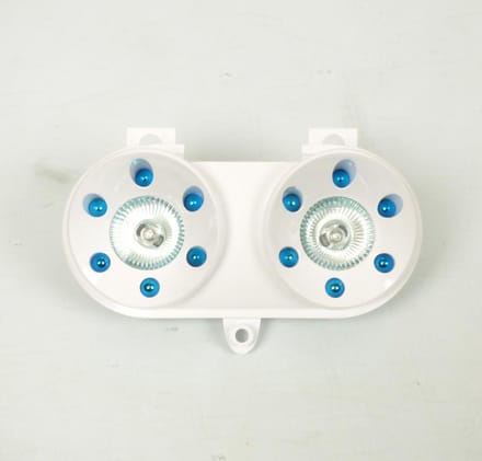 front tnt optic voor mbk 50 rocket scooter wit / blauw nieuw