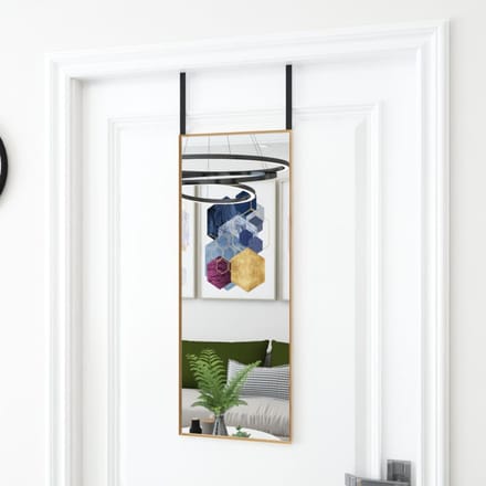 vidaXL - Deurspiegel - 30x80 - cm - glas - en - aluminium - goudkleurig