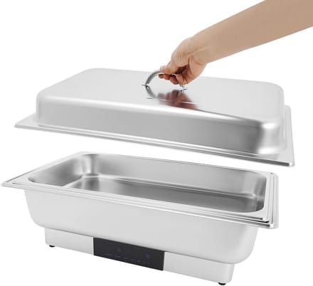 Elektrische Chafing Dish - Voedselwarmer Warmhoudbak - Buffet Warm Houden - Touchscreen Temperatuurregeling - 9 Liter - Zilver