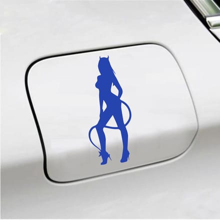 Bumpersticker - Vrouw Duivel - 7 X 16,5 - Blauw