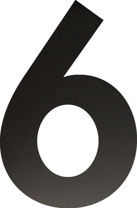 Huisnummer 15 cm - Nummer 6 - Mat Zwart RVS