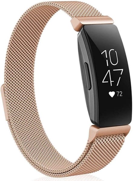 YPCd® Fitbit Inspire 2 bandje - Rosé Goud - Milanees Roestvrij Staal - Small