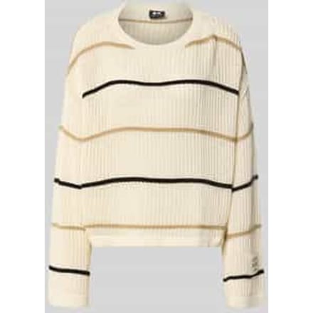 oversized gebreide pullover met labeldetail en ronde hals