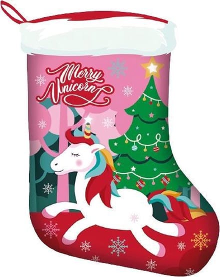 Arditex Kerstsok Unicorn 42 Cm Polyester Rood/roze