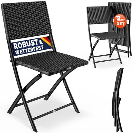 Casaria Polyrattan Klapstoel – 2 Stuks Weerbestendig – Zwart