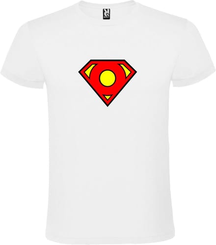 Wit T shirt met print van "Letter O“ Superman “ Logo print Rood / Geel size M