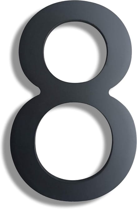 Huisnummer 8 - Adresnummer Staal - Moderne Uitstraling - Drijvend Effect - 20cm Hoog - Zwart