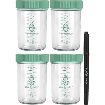 Sage Spoonfuls, Glazen Babyvoedingscontainers, Pak van 4, 237 ml per stuk white