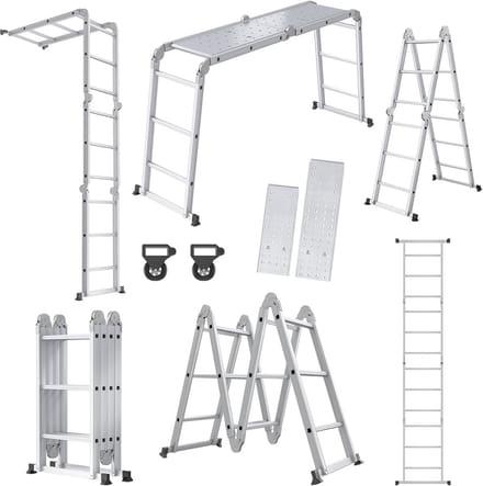 Multifunctionele ladder - Vouwladder combi - Klus Klussen - Stevig aluminium - 340 cm - Zilver