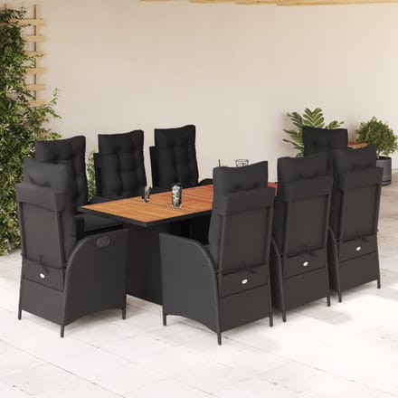 vidaXL - 9-delige - Tuinset - poly - rattan - zwart