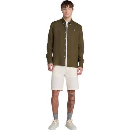 Timberland Heren Linnen Relaxed Fit Overhemd (Bladgroen)