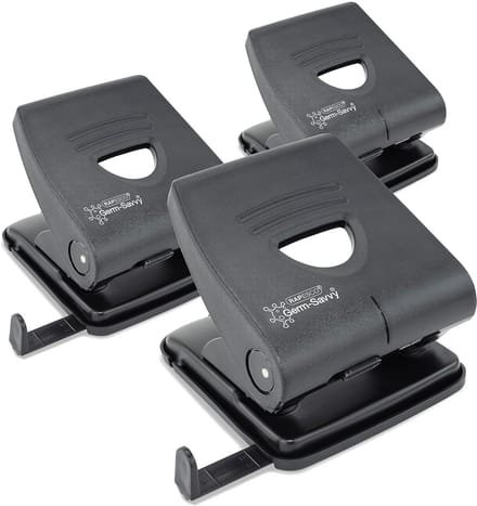 2-Gaats Perforator Zwart – Set van 3 – 30 Vel Capaciteit met Antibacteriële Coating