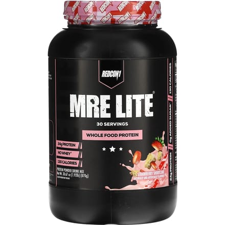 Redcon1, MRE Light, Protéine d'aliments complets, Shortcake aux fraises, 1,92 lb (870g)