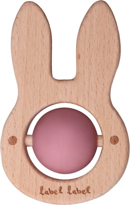 Label Label Konijn Roze Hout & Silicone Bijtspeeltje LLST-15256