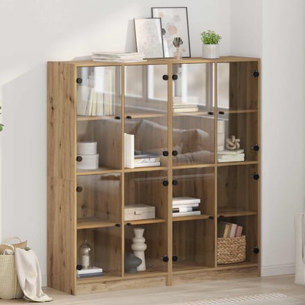 vidaXL Highboard 2 st Artisan Eiken 68 x 37 x 142 cm Bewerkt hout
