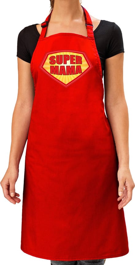 Super mama barbeque schort / keukenschort bordeaux rood voor dames - bbq schorten