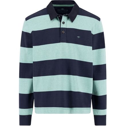 Fynch-Hatton Trui Sweat Rugby Striped Polo Collar Fern / male
