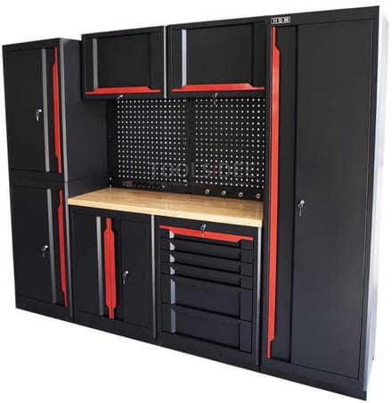 HBM expert modulair werkplaatssysteem, 10-delig, zwart rood