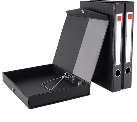 A4 Box Files met Document Clip, 3 Stuks, 45mm Rug, Magnetische Sluiting, Documentenopslag voor Kantoor en School