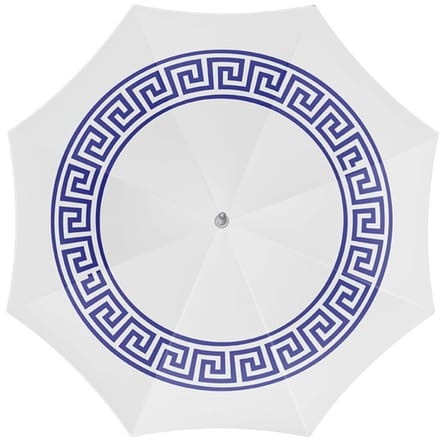 Strand parasol Athene - D180 cm - wit/blauw - motief - inklapbaar - zomer