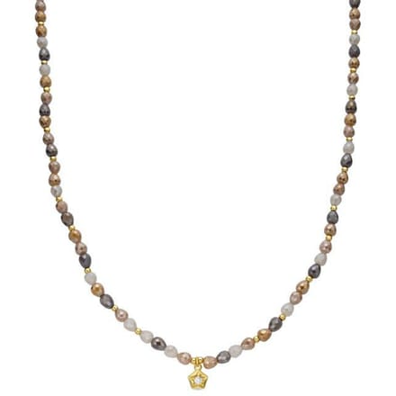 Luxenter Ketting van bruin glas met 18-karaats geelgouden afwerking - Likdu