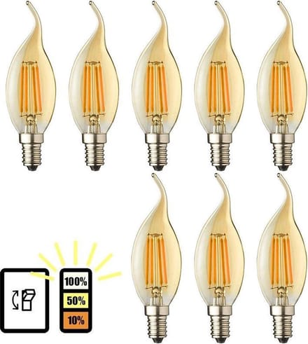 Lybardo - E14 LED Lamp - 8-pack - 3 staps Dimbaar - Kaarslamp - 4W - 2500K Warmwit Licht