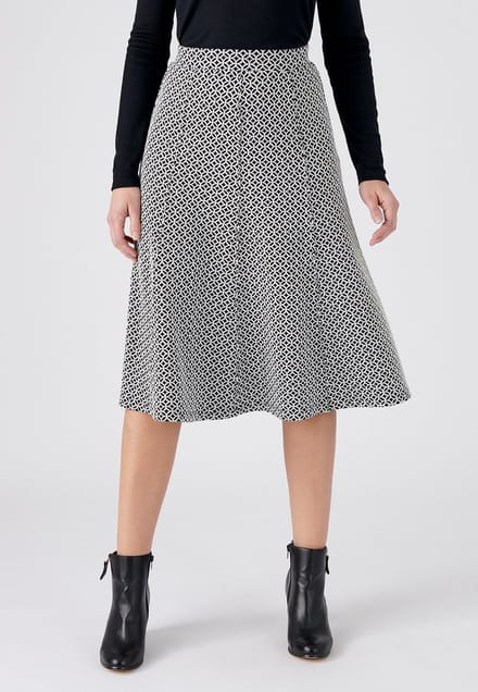 Damart - Uitlopende rok in stretch jacquard breisel - Dames - Zwart - 38