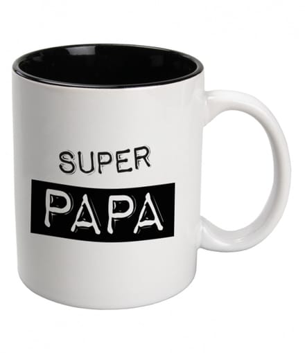 Mok met tekst | Super papa | Kleur: Zwart wit