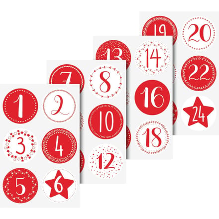 Stickers adventsnummers - Rood