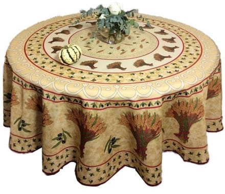 Provençaals rond vlekbestendig tafelkleed tarweboeket 100% polyester