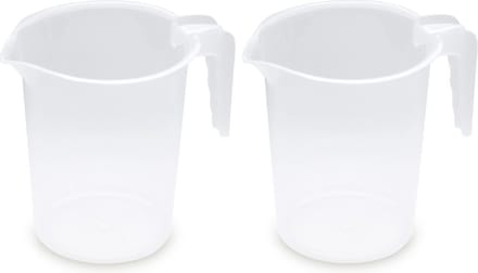 Plasticforte schenkkan - 2x - 1,2 liter - maatbeker - transparant - plastic