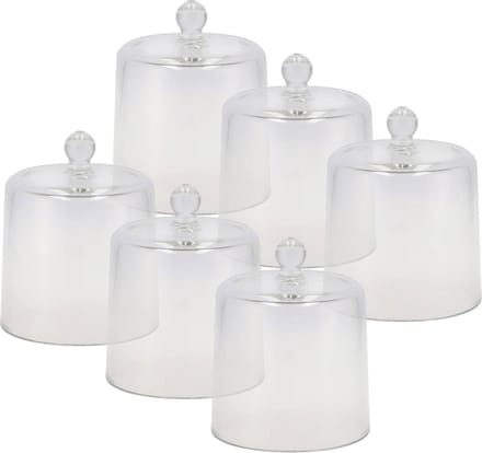 DK Design amuse cloche - 6x stuks - transparant glas - D13 x H16 cm - hapjes stolp - amuseschaaltje