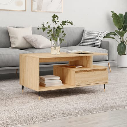 vidaXL - Salontafel - 90x49x45 - cm - bewerkt - hout - sonoma - eikenkleurig
