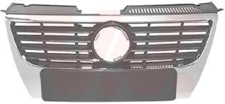 Volkswagen Passat, 2005 - 2010 - grille, zwart/ chrome, voor embleem van 130 mm