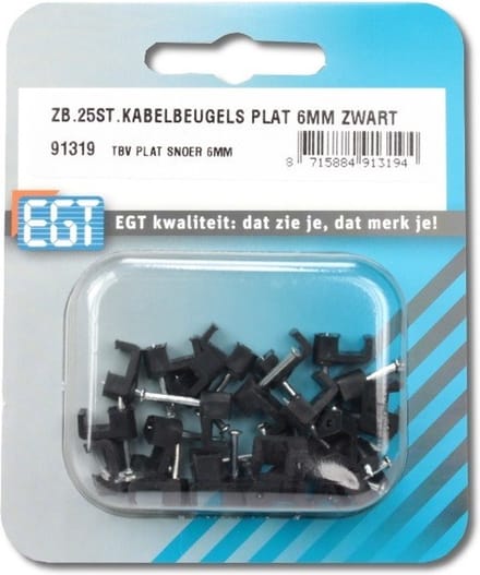 Kabelbeugel plat 6mm zwart 25st