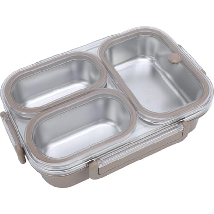 1.2L Lunchbox Container 304 Roestvrij Staal 3 Compartimenten Draagbaar Afneembaar Voedselwarmer Voedselcontainer Kaki L gray