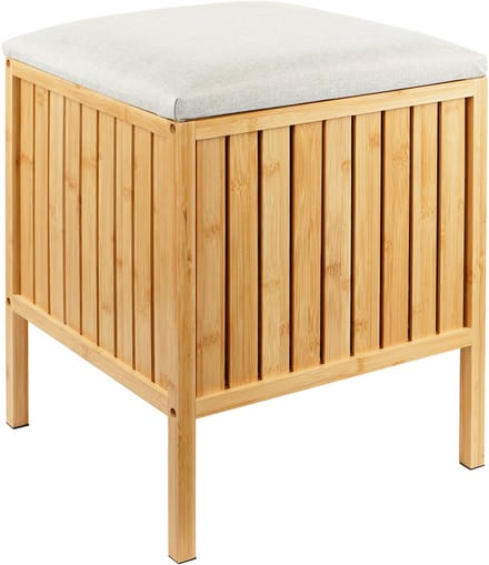 Wasmand - met zitkussen - bamboe - natuur-creme