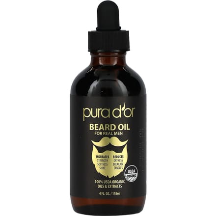 Pura D'or, Beard Oil, 4 fl oz (118 ml) black