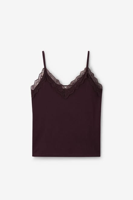 Sissy-Boy - Donkerbruin singlet met kant
