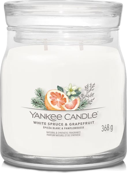 Yankee Candle - White Spruce & Grapefruit Medium Geurkaars - 50 branduren - 2 lonten