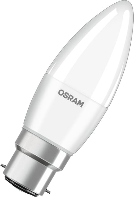 OSRAM LED lamp Base Classic B40 mini kaars 4,9W 827, 2700K warm wit, B22d, mat, 470 lm, kleurweergave Ra≥80