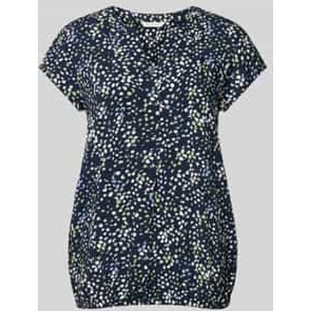 Loose fit blouse met korte mouwen van pure viscose met all-over motief