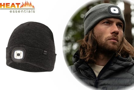 Heat Essentials - LED Muts Heren- One Size Unisex – Antraciet - Fleece Muts Dames – Beanie – Thermo Muts