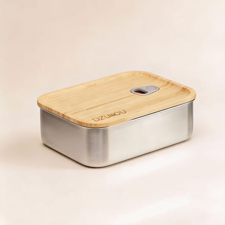Dzukou RVS Lunchbox met Bamboe Deksel 1200 ml – Plasticvrij, BPA-vrij & met Vakverdeling