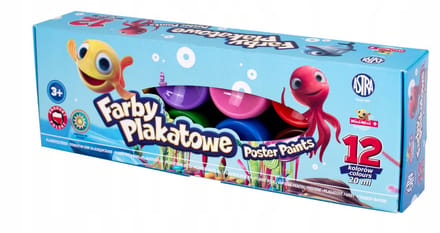 Astra Mini Mini Plakkaatverf Set - 12 Kleuren, 20 ml per stuk