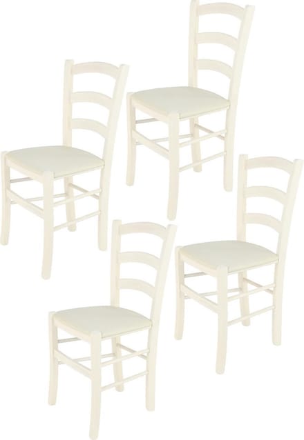 Tommychairs Venice - Eetkamerstoelen - Set van 4 - Wit - Rotan & Hout
