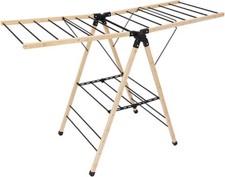 Five Wasrek/droogrek - zwart - bamboe - 95 x 137 cm - staand/inklapbaar