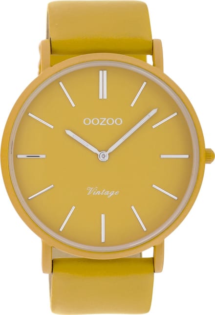 Mosterd gele OOZOO horloge met mosterd gele leren band - C9881