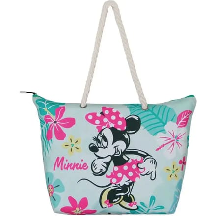 Karactermania - Disney - Minnie Mouse - Tropisch - Strandtas met rits - Boodschappentas - Groen